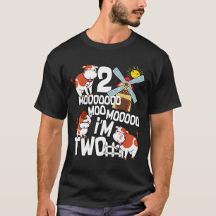 Camiseta Moo Estou Dois 2º Aniversário Sons de Vaca Fofo In