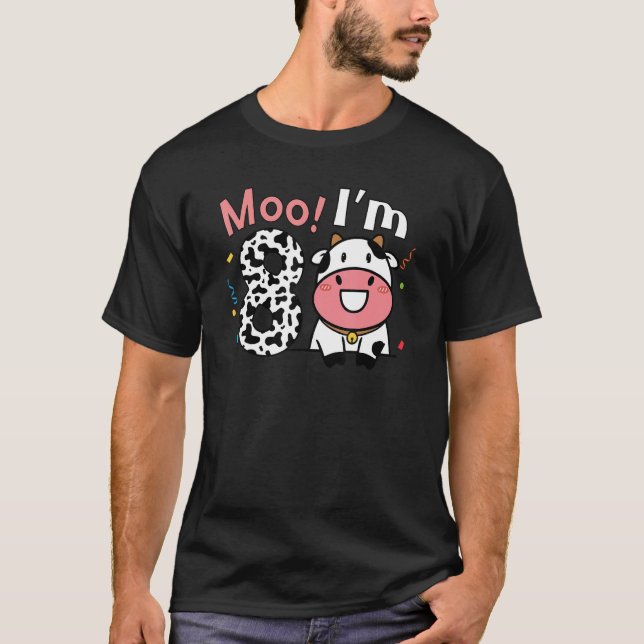 Camiseta Moo Eu sou 8 Fazenda de Barnyard Vaca 8º Aniversár (Frente)