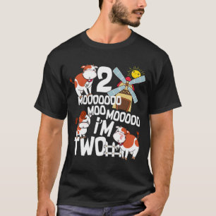 Camiseta Moo Eu Sou Dois segundos aniversários Cute Engra
