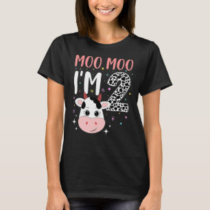 Camiseta Moo Eu tenho 2 segundo aniversário de vaca de dois