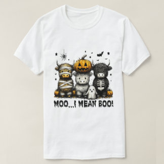 Camiseta Moo I quer dizer Boo Cow Halloween Ghost Shirt