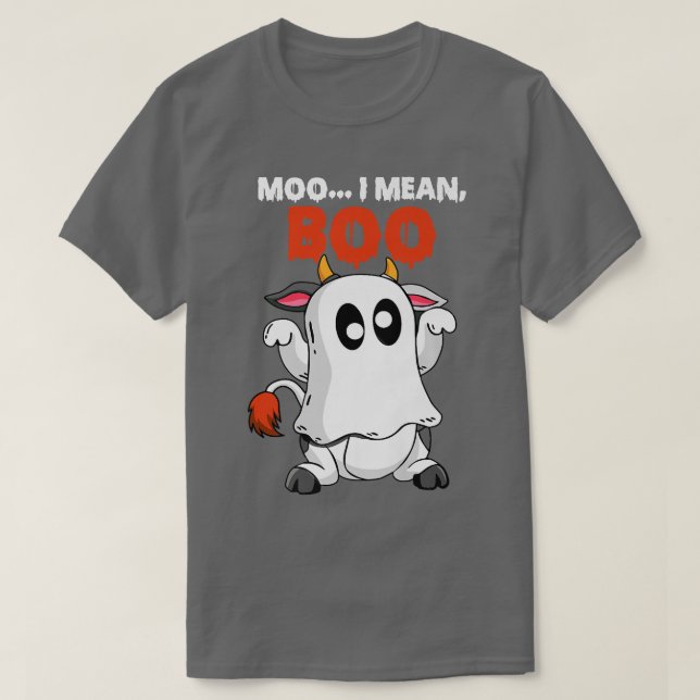 Camiseta Moo I quer dizer Boo Engraçado Vaca Fantasma Vaca  (Frente do Design)