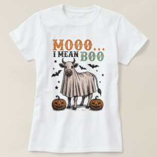 Camiseta Moo I Quer Dizer Boo Engraçado Vaca Halloween