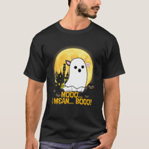 Camiseta Moo I quer dizer Boo Ghost Cow Jack O’ Lanterna