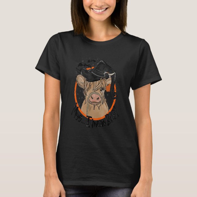 Camiseta Moo I Quer Dizer Boo Highland Cow Com O Boné Hat H (Frente)
