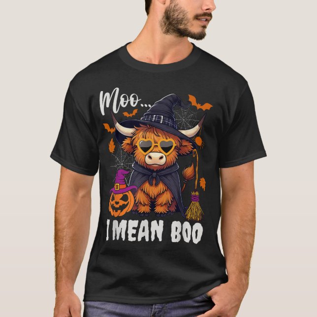 Camiseta Moo I Quer Dizer Boo Witland Cow Halloween (Frente)