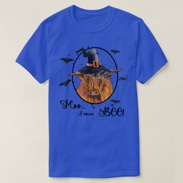 Camiseta Moo I Quero Dizer Boo Cute Halloween Vaca Western  (Frente do Design)