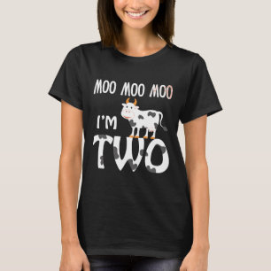 Camiseta Moo Moo Estou com Dois 2º Segundo Aniversário Vaca
