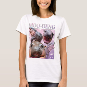 CAMISETA MOO NEGA O FAMOSO BEBÊ PIGMY HIPPO MOODENG