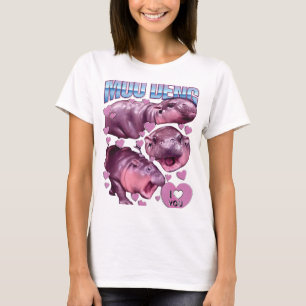 CAMISETA MOO NEGA O FAMOSO BEBÊ PIGMY HIPPO MOODENG