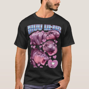 CAMISETA MOO NEGA O FAMOSO BEBÊ PIGMY HIPPO MOODENG