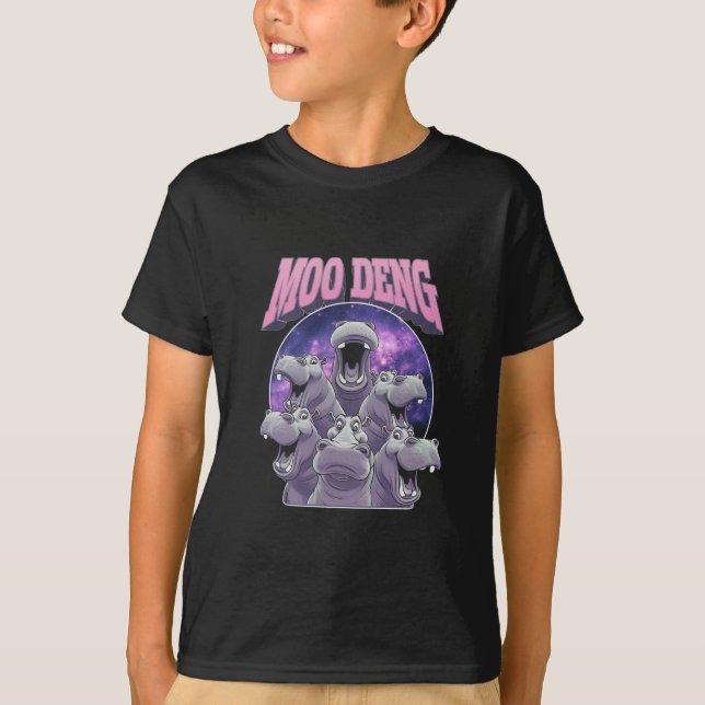 CAMISETA MOO NEGA O FAMOSO BEBÊ PIGMY HIPPO MOODENG (Frente)