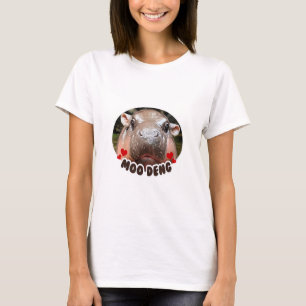 CAMISETA MOO NEGAR O FAMOSO BEBÊ PIGMY HIPPO MOODENG - DESL