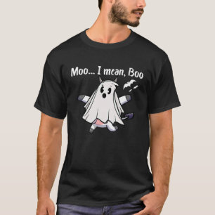 Camiseta Moo, quer dizer Boo Ghost Cow Costume Ghost Cow Ha