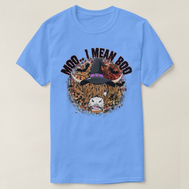 Camiseta Moo, Quero Dizer Boo Cow Witat Hat Country Hallowe (Frente do Design)