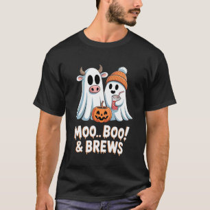 Camiseta Moo Quero Dizer Boo Vaca Engraçada Fantasma Café d