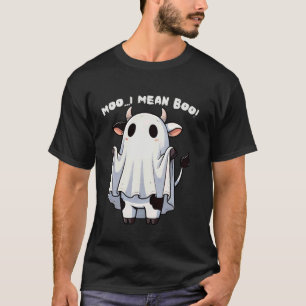 Camiseta Moo Quero Dizer Boo Vaca Engraçada Fantasma Hallow
