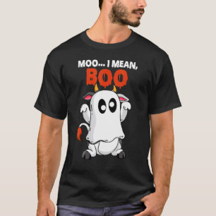 Camiseta Moo Quero Dizer Boo Vaca Fantasma Abóbora Fazende