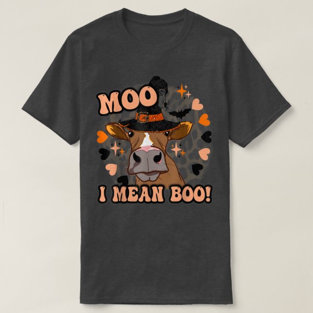Camiseta Moo quero dizer duas bonitas vacas do Halloween We (Frente do Design)