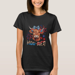 Camiseta Moo-rica Highland Cow 4 De Julho Dia Memorial