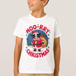 Camiseta Moo-rry Christmas Funny Cow Santa Christmas