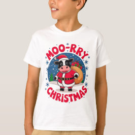 Camiseta Moo-rry Christmas Funny Cow Santa Christmas