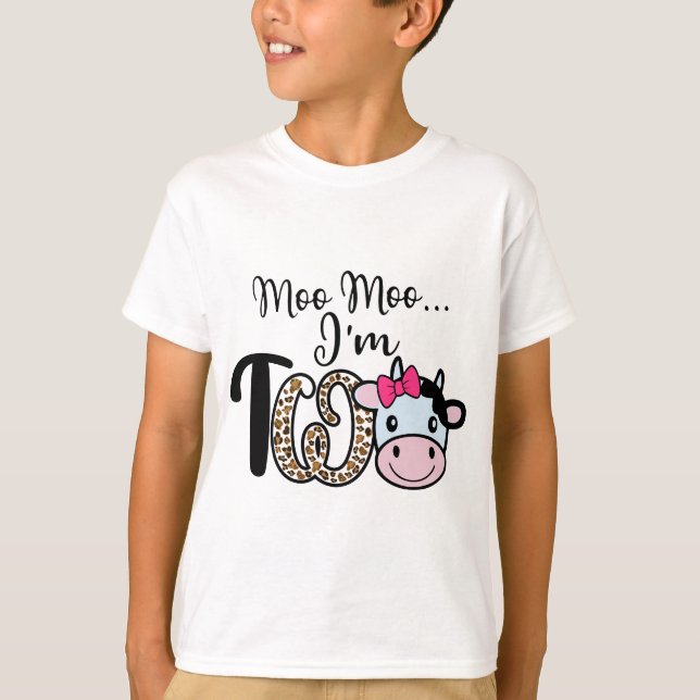 Camiseta Moo, sou dois segundo aniversário de vaca bonitinh (Frente)