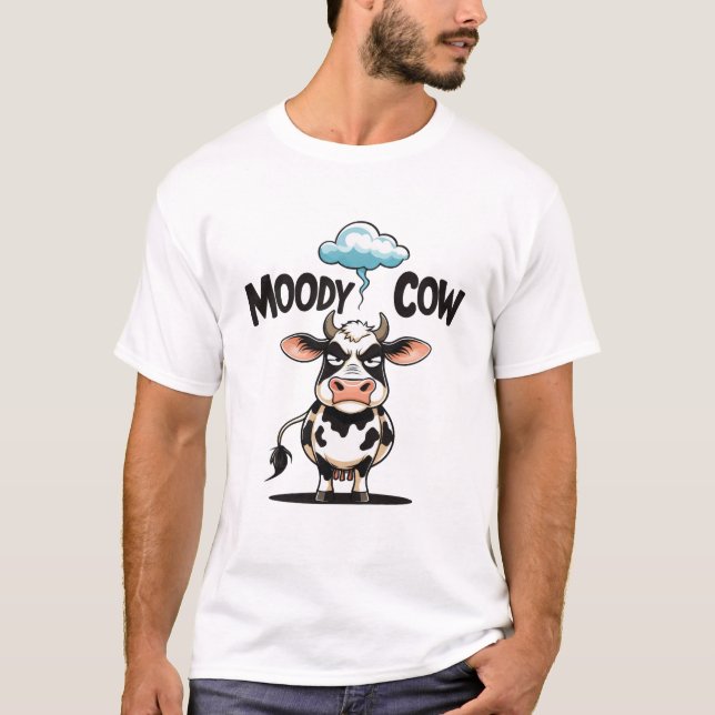 Camiseta Moody Cow Engraçado Cartografia de Vaca Engraçada (Frente)