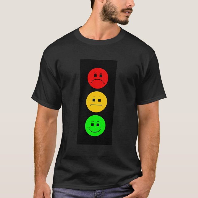Camiseta Moody Stoplight Traffic Signal Enfrenta Engraçado  (Frente)