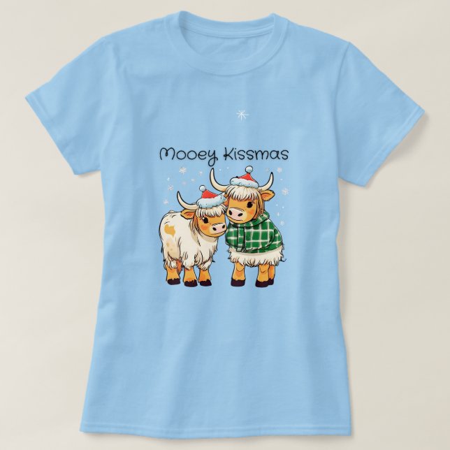 Camiseta Mooey Kissmas Highland Cows Shirt (Frente do Design)