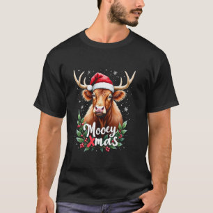 Camiseta Mooey Xmas Santa Hat Farmer Feliz Highland Cow Chr