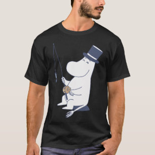 Camiseta Moomin Moominpappa Pescaria Contorno Azul