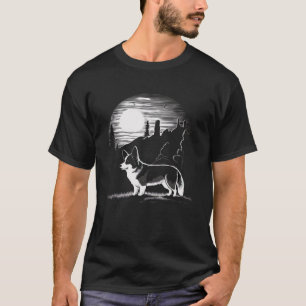 Camiseta Moon Corgi Howling Dog Silhoueen 2
