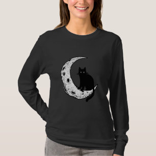 Camiseta Moon Crescente Engraçado E Gráfico De Gatos