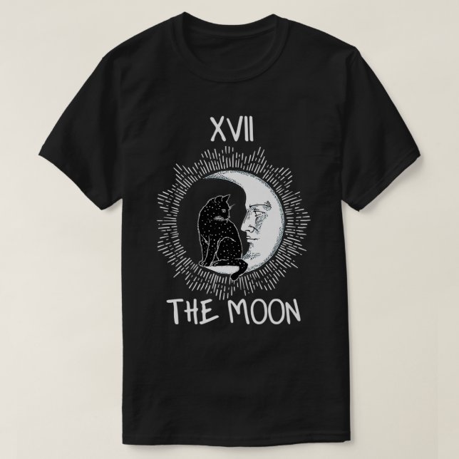 Camiseta Moon Crescente Tarot E Jérsey Gráfico De Gato Pr (Frente do Design)