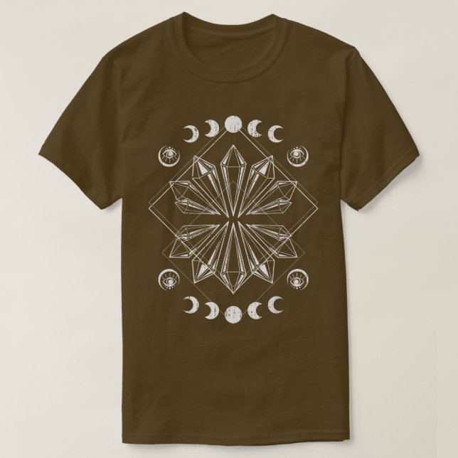 Camiseta Moon Cycle Gothic Blackcraft Crystals Pagan Occult (Frente do Design)