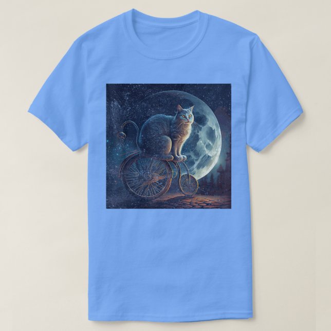 Camiseta Moon de bicicleta de gato (Frente do Design)