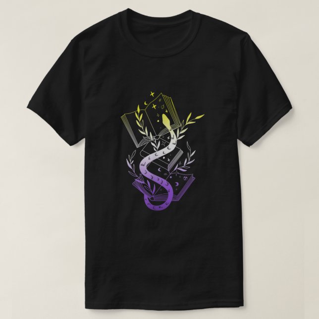 Camiseta Moon de Cobra do Orgulho Não Binário Sutil LGBTQ E (Frente do Design)