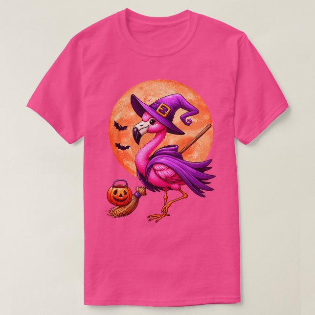 Camiseta Moon Halloween Flamingo (Frente do Design)