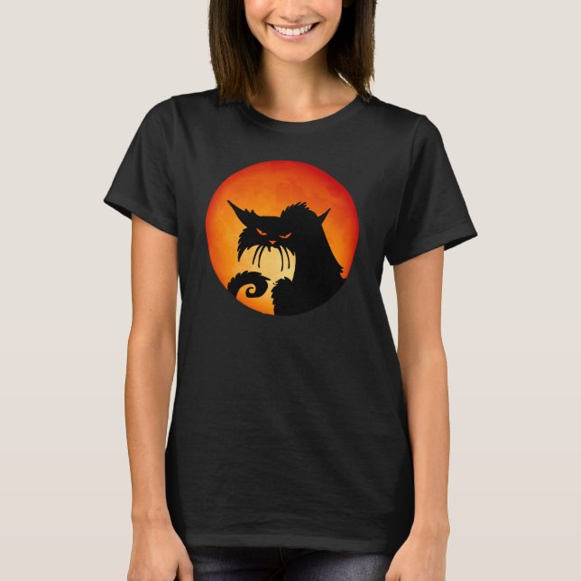 Camiseta Moon Laranja de Gato Negro (Frente)
