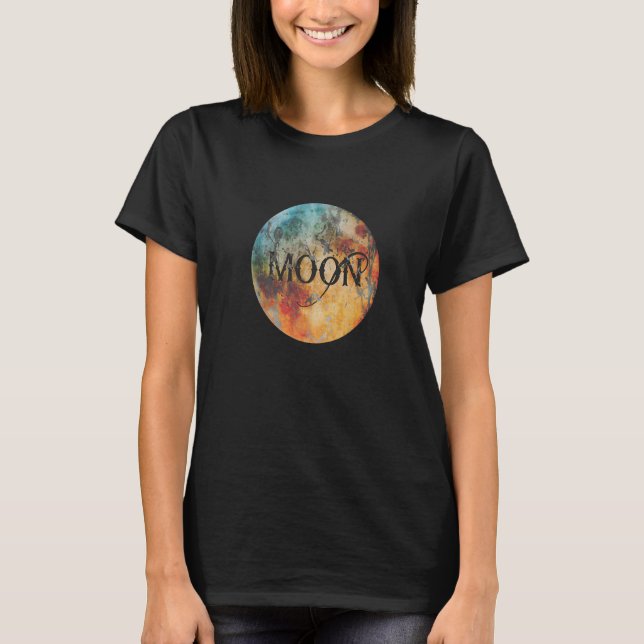Camiseta Moon Lettering Moon Mystical Full Moon Space Astro (Frente)