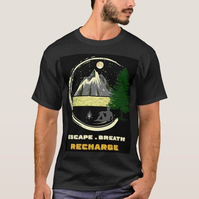 Camiseta Moon Mountain Escape Breathe Recharge (Frente)