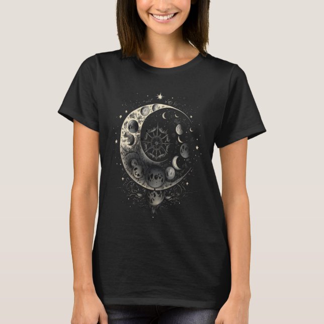 Camiseta Moon Phases Space Lunar Cycles Astronomy (Frente)