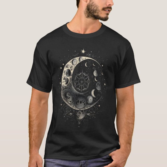 Camiseta Moon Phases Space Lunar Cycles Astronomy (Frente)