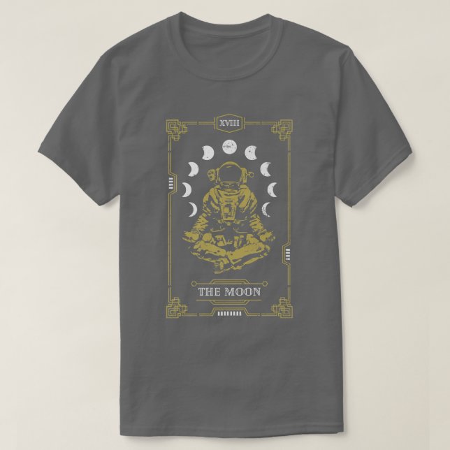 Camiseta Moon Tarot Card Ioga Astronauta Meditação Zen Lotu (Frente do Design)