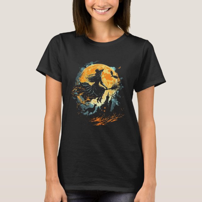 Camiseta Moon Witch Witchcraft Halloween  2 (Frente)