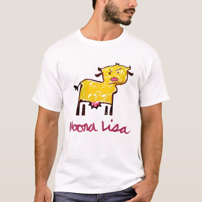Camiseta Moona Lisa Cow Desenhando T-Shirt (Frente)