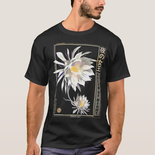 Camiseta Moonflower Anime In Japonês Vaporwave Anime Flowe (Frente)
