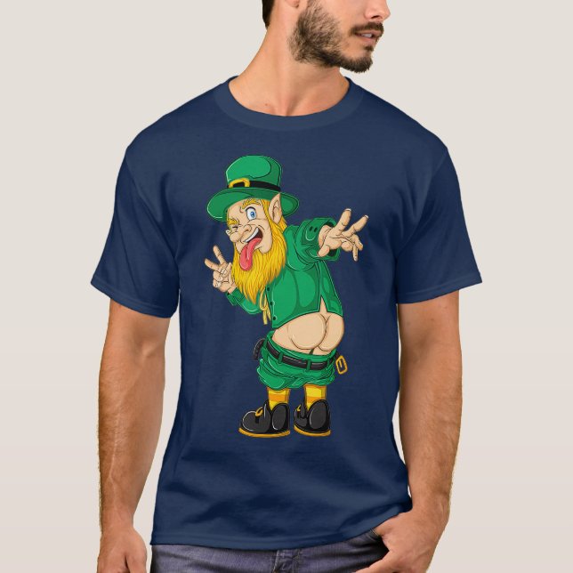 Camiseta Mooning Leprechaun Dia de São Patrício Boys Men (Frente)