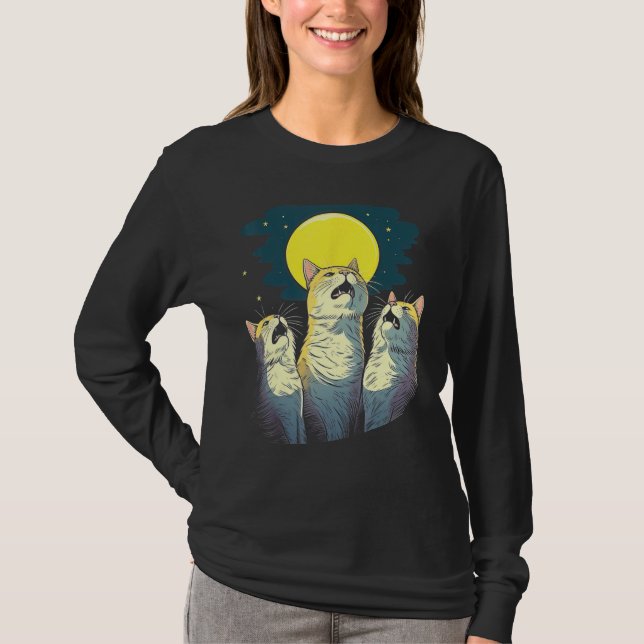 Camiseta Moonlit Chorus Trio of Cats Singing Melodies (Frente)